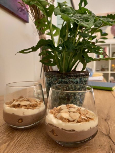 coffee with ricotta cream on a table