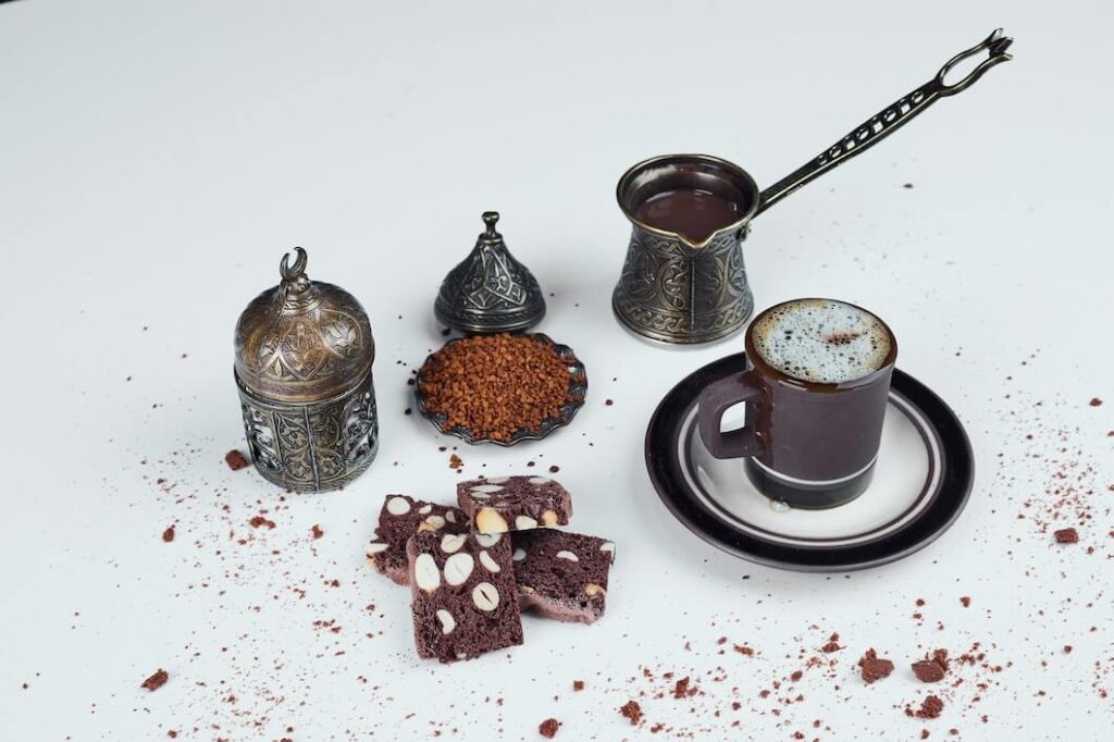 making turkish coffee with a cezve