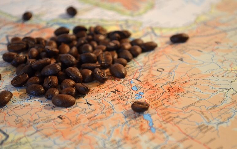 a map that shows where does coffea arabica come from